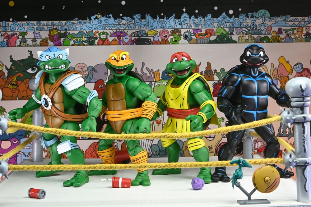 Teenage Mutant Ninja Turtles Stump Wrestling Pack de 4 Figurines Articulées (Archie Comics)